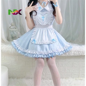 Vestido de Sirvienta Estilo Lolita Dulce, Vestido de Sirvienta Rosa Suave, <span class=keywords><strong>Disfraz</strong></span> de Cosplay Kawaii, Conjuntos de Disfraces de Cómic para <span class=keywords><strong>Mujer</strong></span> - Product Image 4