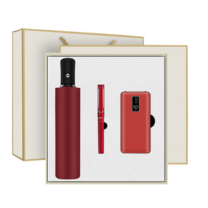Corporate Office Giveaway Gift Umbrella + Metal Pen + Power Bank with Phone Stand Gift Box (Custom Logo)