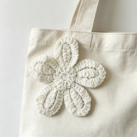 En stock, Patch fleur 5 pétales en coton blanc cassé, style crochet en fil épais, pour la décoration de vêtements, pinces à cheveux, sacs et artisanat DIY