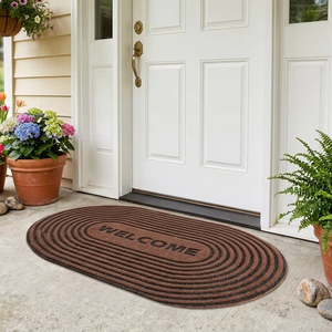 Tapis de porte anti-salissures robuste pour chaussures - <span class=keywords><strong>Grand</strong></span> tapis d'<span class=keywords><strong>entrée</strong></span> ovale, lavable, tapis ovale pour buanderie et <span class=keywords><strong>entrée</strong></span> - Product Image 1