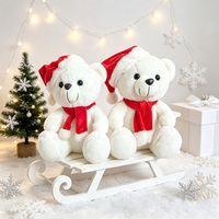 Nouvelle fourrure d'ours en peluche de Noël 25-30cm, ours blanc et brun non rembourré avec chapeau de Père Noël et écharpe pour la fabrication de peluches