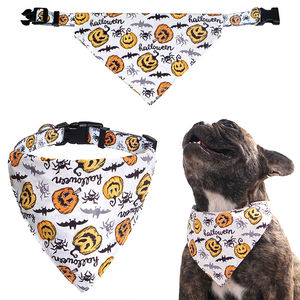 Usine En Gros Pet Umpkin Fantôme Imprimer Collier Avec Alliage D-ring Boucle Réglable Halloween Chien Collier Bandana - Product Image 1