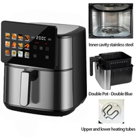 Freidora de Aire sin Aceite para una Cocina Saludable en Casa, 8L, Panel Táctil a Color, 1800W, Ventana de Visualización Iluminada, Antiadherente, de Acero Inoxidable