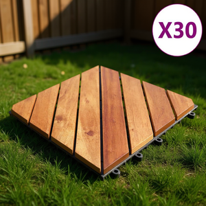 Baldosas de Madera Maciza de Acacia para Terraza, 11.8"x11.8", Color Marrón, Sistema de Enclavamiento, para Exteriores - Product Image 2