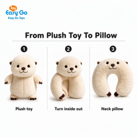 Oreiller de voyage en forme de U 2 en 1, réversible, en peluche, pour animaux