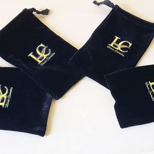High Quality Velvet Jewellery Pouches Black Color Velvet Gift Bags With Ribbon Reusable Velvet Gift Bag for Packing - Product Image 3