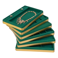 Dalam Stok Display Emas Tray Cincin Gelang Rantai Bangle Tampilan Toko Set Suede Stackable Logam Perhiasan Display Tray