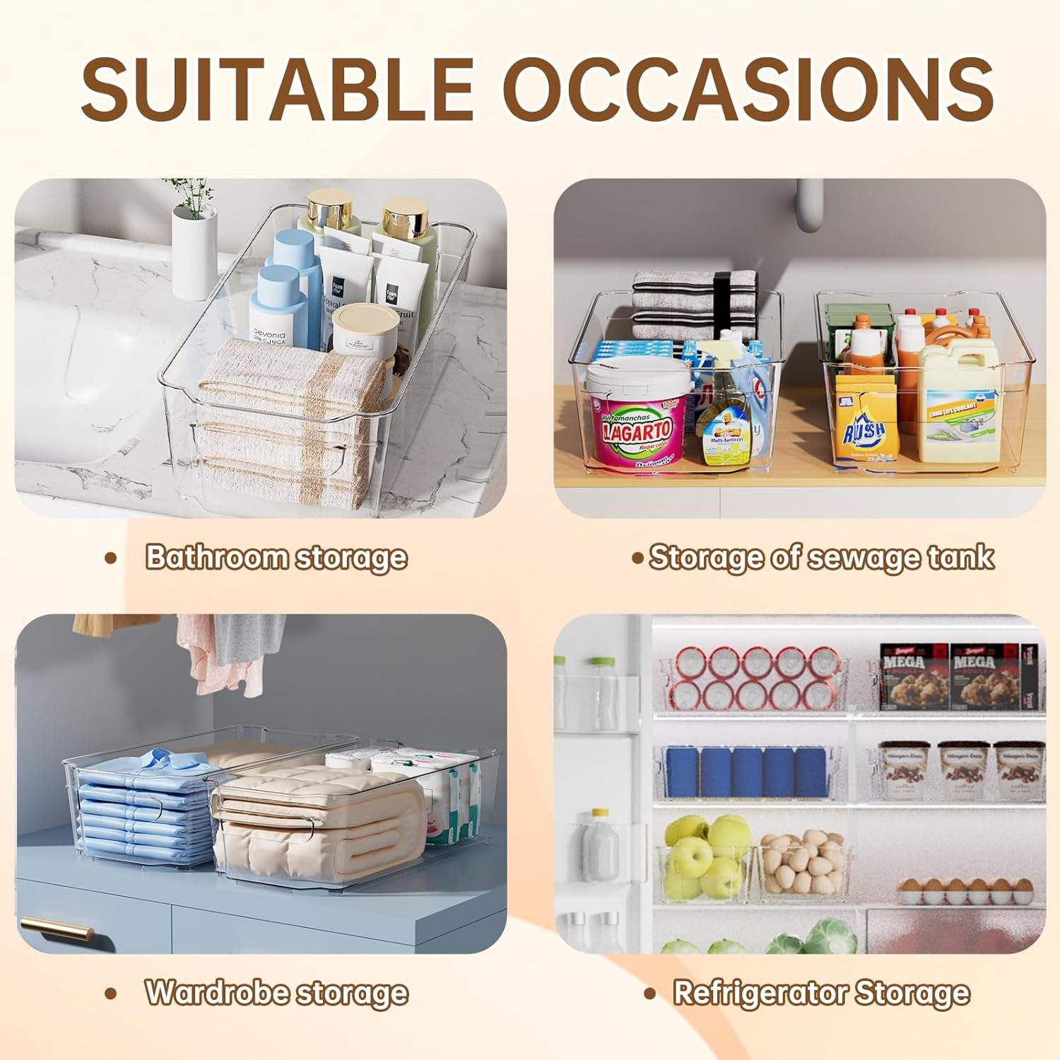 주방 냉장고 냉동실 식료품 저장실 캐비닛을 위한 손잡이가 있는 투명 플라스틱 친환경 냉장고 정리 보관함| Alibaba.com