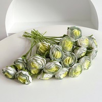 Bouquet de fleurs en tricot rose éternelle artificielle pour décoration de la maison fil de laine tissé simulé pour Noël ou l'obtention du diplôme