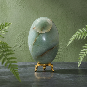 Ornement ovale en pierre d'aventurine verte naturelle polie, Shiva Lingam, pièce d'art de collection Feng Shui, vente en gros - Product Image 2