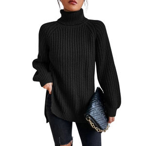 Maglione da <span class=keywords><strong>donna</strong></span> lavorato a spalla a collo alto lavorato a <span class=keywords><strong>maglia</strong></span> stile di media lunghezza alla moda maglioni da <span class=keywords><strong>donna</strong></span> - Product Image 4