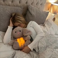 Mignon lapin en peluche poupée sensorielle jouet doux en peluche sommeil musique sucette bébé lumière jouets en peluche