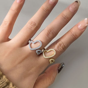 Anello a Cuore in Argento Sterling S925 con Diamante, Taglio Brillante CZ, Elegante Anello di Promessa, Ordine all'Ingrosso - Product Image 2