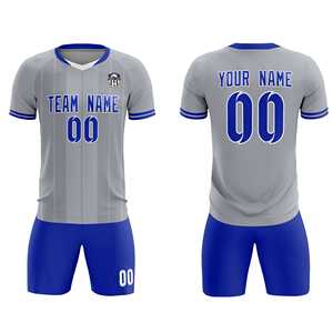 Custom Gray Classic Striped Personalized Soccer Tops/Sets Jersey - Product Image 2