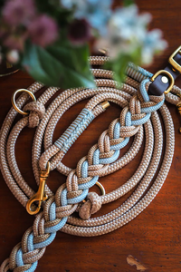 Umwelt freundliches 10mm Baumwoll seil Paracord Geflochtenes Hunde halsband mit personal isiertem Tau leinen set aus Leder und Polyester - Product Image 5