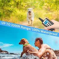 Hundetrainings-E-Halsband mit Fernbedienung, wasserdicht, wiederaufladbar, mit LED-Licht, Ton, Vibration und Schockfunktion
