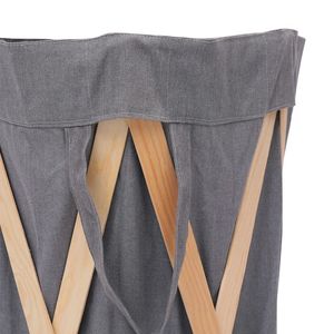 W2B VidaXL pieghevole cesto della biancheria pieghevole Grey tessuto di legno pieghevole Oxford panno maglia metallica per la pulizia di abbigliamento di stoccaggio - Product Image 3