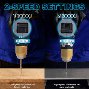 RONGPENG RL70 Taladro Percutor Inalámbrico Eléctrico de Grado Industrial de 20V, Herramientas Eléctricas a Batería, Taladro Percutor de Impacto de 2 Velocidades - Product Image 4