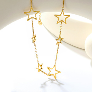 Hollow <b>Star</b> Necklace Zinc Alloy Chain Clavicle Jewelry For Women Gift Fashion Minimalist <b>Design</b> Summer Wearable Accessory - Product Image 3