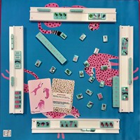 Mahjong américain moderne, série Green Leopard, ensemble de divertissement familial portable avec jeu de poker