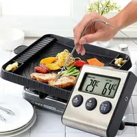 Instrumento digital de temperatura para churrasco, instrumento digital de temperatura para cozinha com sonda e temporizador de alerta para churrasco