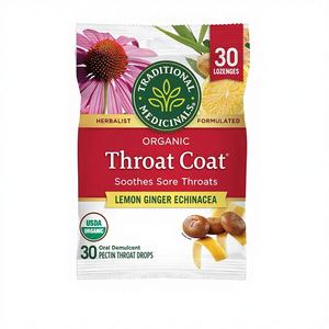伝統的な薬用ドロップス オーガニック ソートコート レモンジンジャー エキナセア アンチエイジング 喉の痛みサポート 30個個包装 - Product Image 1