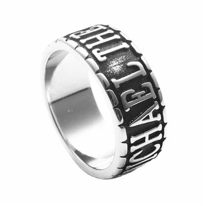European American Style <b>Titanium</b> Steel Letter <b>Ring</b> Retro Punk Unisex Jewelry Gift Silver Color - Product Image 5