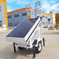 Menara Lampu LED Tenaga Surya 9M Tiang Teleskopik, Menara Penerangan Konstruksi Off-Grid dengan Panel Surya, Daya DC, Tanpa Biaya Bahan Bakar