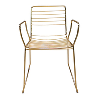 Chaise empilable en fil d'acier plaqué or, fauteuil moderne et simple, chaise contemporaine en métal doré pour bar et usage domestique