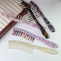 Liwu ODM peigne à dents en acétate de Cellulose de haute qualité antistatique grand peigne à cheveux pour cheveux bouclés droits conception en écaille de tortue