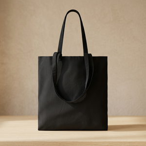 Sac fourre-tout en toile de coton noir personnalisé avec poignées longues pour le shopping quotidien, impression de logo sur mesure - Product Image 3
