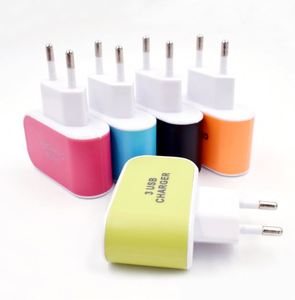 3usb 5v2a Candy Color <b>Charger</b> Euro Standard American Standard Led Phone Charging Head Smart <b>Multi</b> Port Usb <b>Charger</b> - Product Image 3