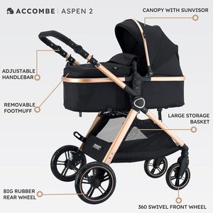 <span class=keywords><strong>Passeggino</strong></span> Convertibile 2-in-1 Accombe con <span class=keywords><strong>Culla</strong></span> per Neonati e Bambini da 0 a 36 Mesi - Product Image 6