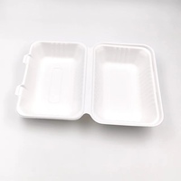 Boîte à clapet en fibre de bagasse biodégradable 9x6 pouces - Contenant alimentaire pour plats à emporter en restaurant