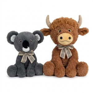 Peluche <span class=keywords><strong>Koala</strong></span> Vache des Highlands Super Douce Rembourrée Coton PP Nœud Écossais Mignon Kawaii Cadeau d'Anniversaire OEM ODM - Product Image 5