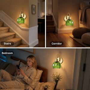 Lampada da Parete in Vetro <span class=keywords><strong>Verde</strong></span> Stile Nordico Retrò, <span class=keywords><strong>Applique</strong></span> Moderna in Ottone per Camera da Letto, Corridoio, Illuminazione Decorativa da Interni - Product Image 6
