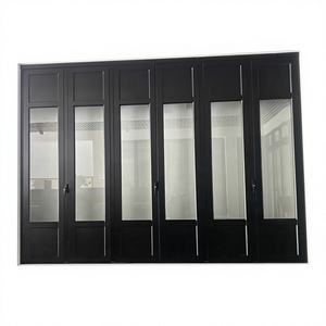 Portes patio pliantes en aluminium et verre à prix d'usine, ouverture pliable, isolation thermique, utilisation en supermarché, personnalisables - Product Image 1