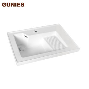 Design moderne Lavabo <span class=keywords><strong>gauche</strong></span> Lavabo de toilette en céramique blanche Lavabo facile à nettoyer Lavage des mains Armoire à laver Lavabo monotrou - Product Image 3