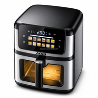 Friteuse à air visible haute puissance 2200W, grande capacité 10L, écran tactile, 12 menus prédéfinis, appareil de cuisson domestique 6-en-1
