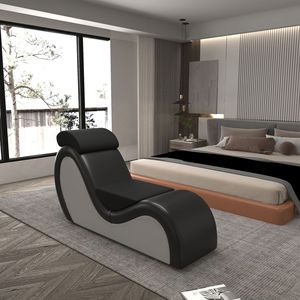 Silla de amor en forma de S de cuero sintético, sofá cama de una plaza, diseño moderno, marca HENGJIU para uso en apartamentos o villas de hotel - Product Image 6
