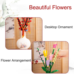 Người Lớn Món Quà Lễ Hội Trẻ Em Lắp Ráp Mini Gạch Trắng Liễu Cẩm chướng <span class=keywords><strong>Calla</strong></span> Lily Hoa Hồng Xây Dựng Khối Đồ Chơi Với Bình - Product Image 5