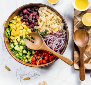 Juego de ensaladeras de madera de acacia de <span class=keywords><strong>12</strong></span> pulgadas, tazón grande para mezclar ensaladas de 3 piezas con servidores para el hogar, cocina, preparación de ensaladas, comedor - Product Image 6