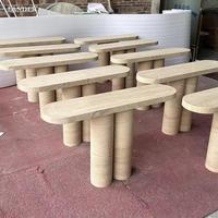 Table console moderne en pierre de travertin, étroite, pour entrée, tailles personnalisées, salon, chambre, école, hôtel, villa, écologique, durable