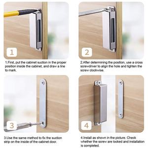 Revêtement de portes de placard à <span class=keywords><strong>aimant</strong></span> puissant, loquet magnétique en noir pour armoire, placard de cuisine, salle de bain et garde-robe, 1 pièce - Product Image 5