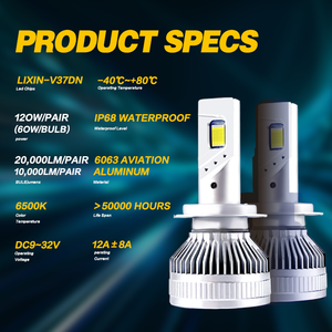 Phare <span class=keywords><strong>LED</strong></span> H4 <span class=keywords><strong>H7</strong></span> de qualité supérieure 130W 10000LM homologué DOT anti-éblouissement Plug and Play pour voiture berline - Product Image 2