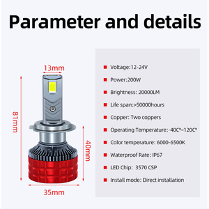 Xe ánh sáng công suất cao 200W H4 H7 Led Đèn Pha p13w CANBUS LED tự động ánh sáng xe đèn H4 H7 H8 9005 xe đèn pha đèn - Product Image 3