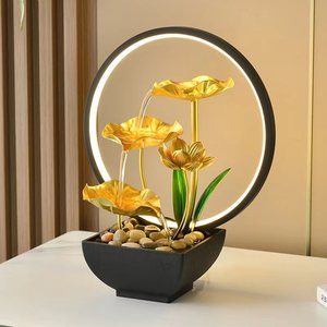 Fontaine d'eau Feng Shui de style chinois, en métal plaqué or, design lotus, pour salon, table basse, entrée, décoration - Product Image 1