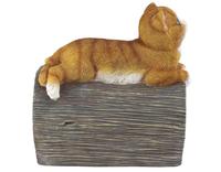 Statue de chat en résine de haute qualité, décoration de jardin, Statue à bec ouvert, couleur complète
