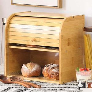 With Bamboo Wood Rolltop Rectangle Bread Food Storage And Cake Serving Box Suppliers