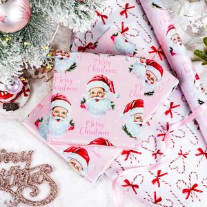 Papel de Regalo Navideño Burymento, 17 Pulgadas x 32.8 Pies, Reversible, Diseño de Bastones de Caramelo Rosados con Santa Claus - Product Image 3